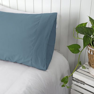 Side View of Vilano Pleated Pillow Cases in Coronet Blue#color_vilano-coronet-blue
