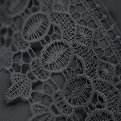 Details of Elegant Crochet Lace Hem of Vilano in Slate#color_vilano-slate