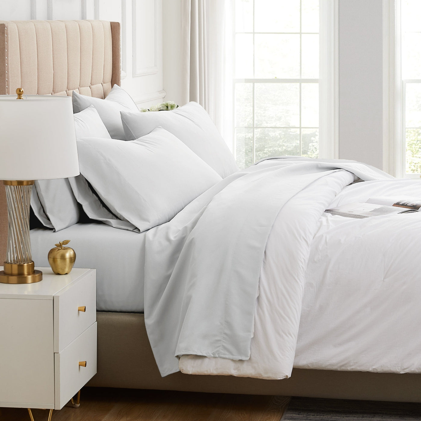 Side View of Everyday Essentials 6-Piece Sheet Set in White#color_bright-white