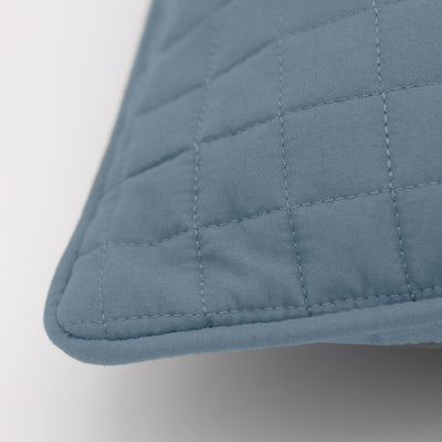 Top View of Vilano Quilted Sham and Pillow Covers in Coronet Blue#color_vilano-coronet-blue