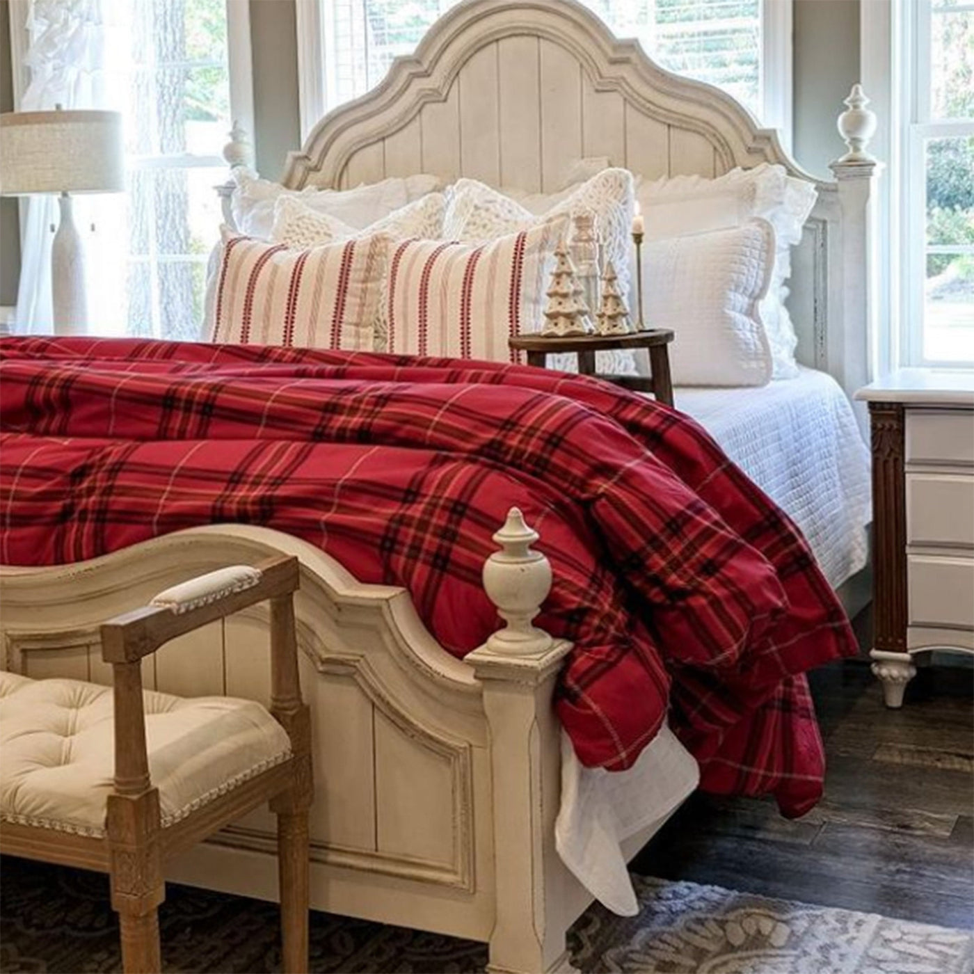 Side View of Vilano Plaid Comforter Set in Red#color_plaid-red