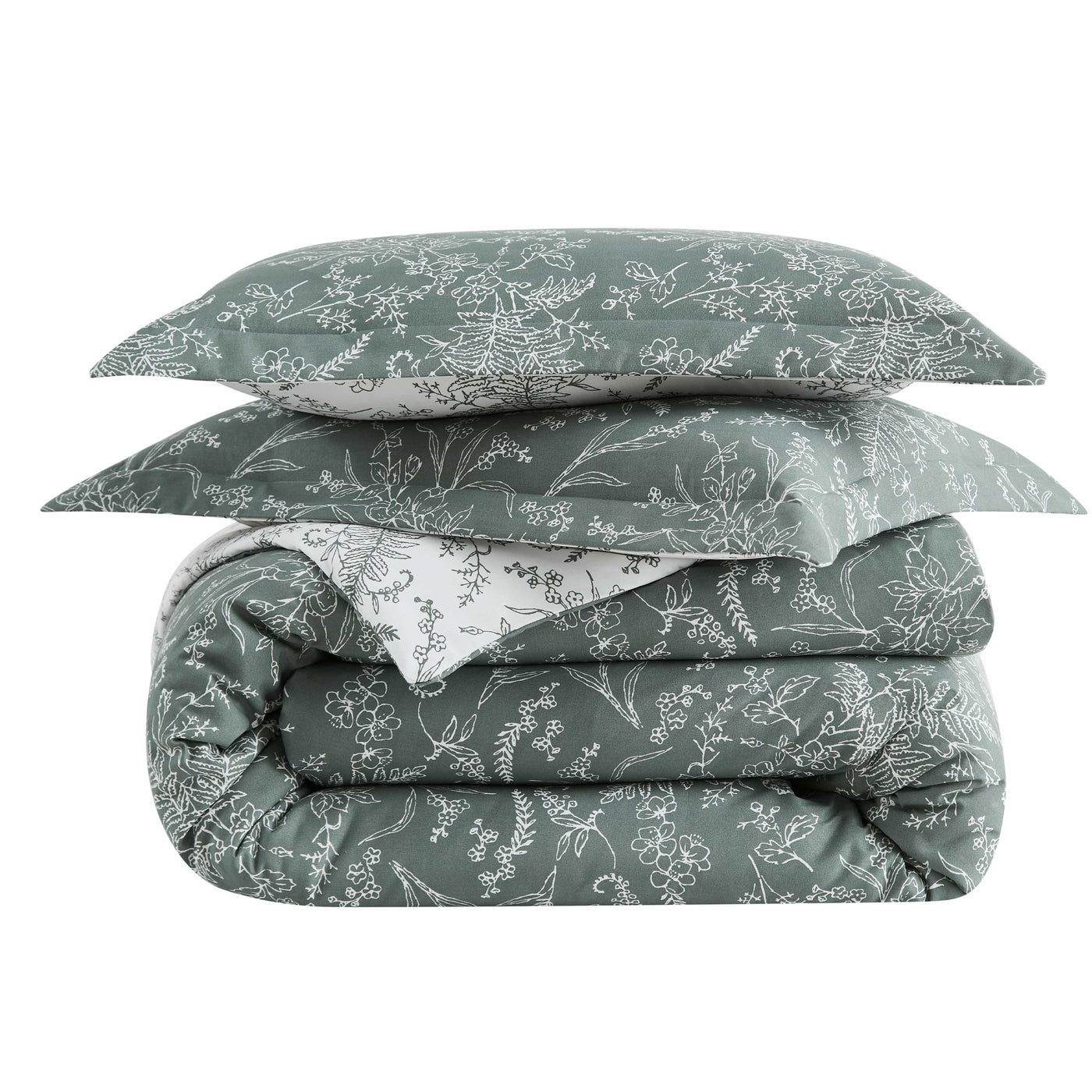Winter Brush Reversible Comforter Set in Teal Stack Together#color_winter-brush-teal