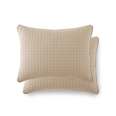 Top View of Vilano Quilted Sham and Pillow Covers in Taupe#color_vilano-taupe
