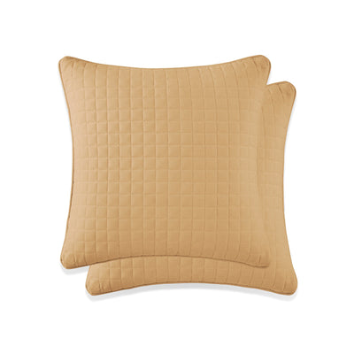 Top View of Vilano Quilted Sham and Pillow Covers in Gold#color_vilano-gold