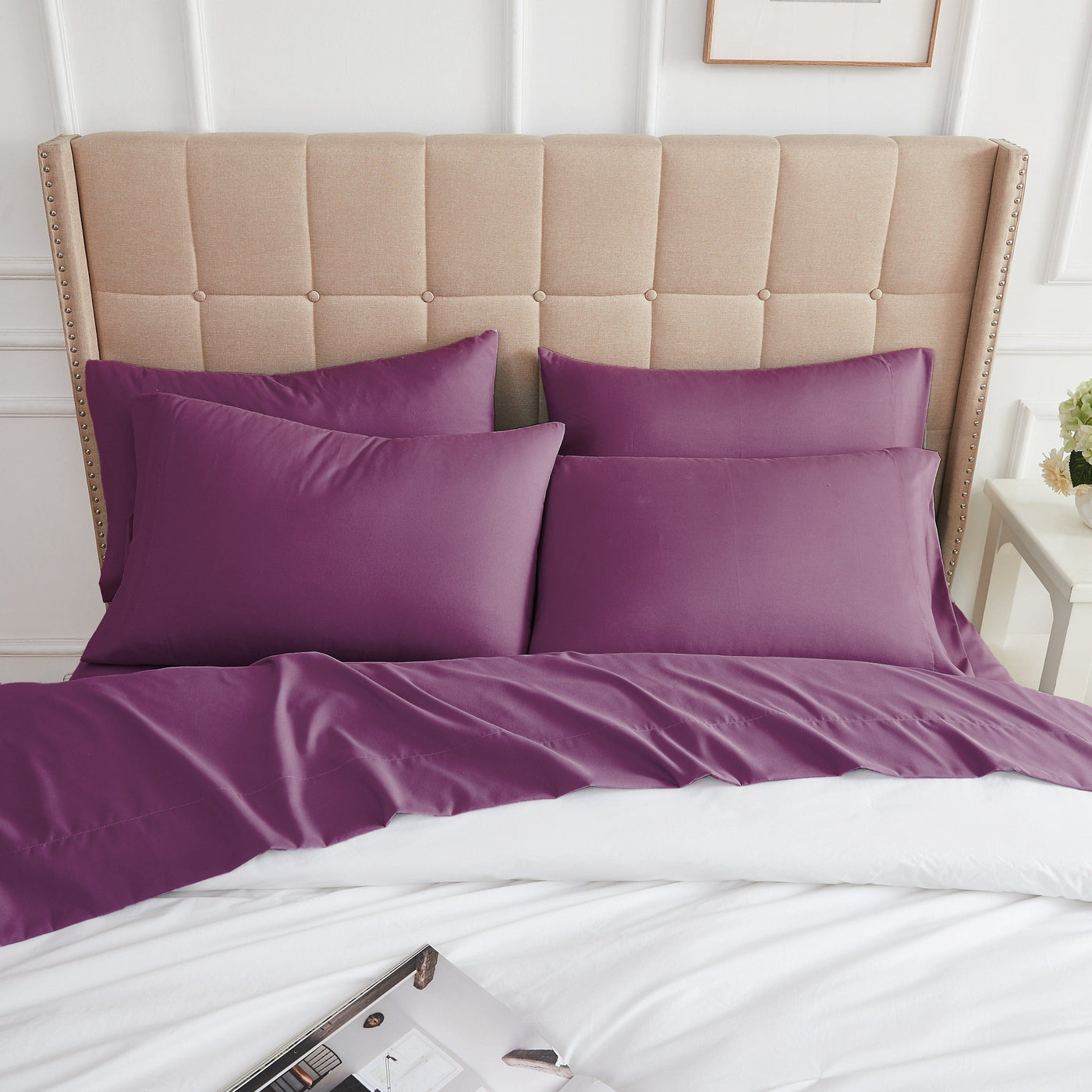 Top View of Everyday Essentials 6-Piece Sheet Set in Purple#color_purple