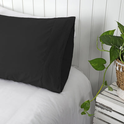 Side View of Vilano Pleated Pillow Cases in Black#color_vilano-black