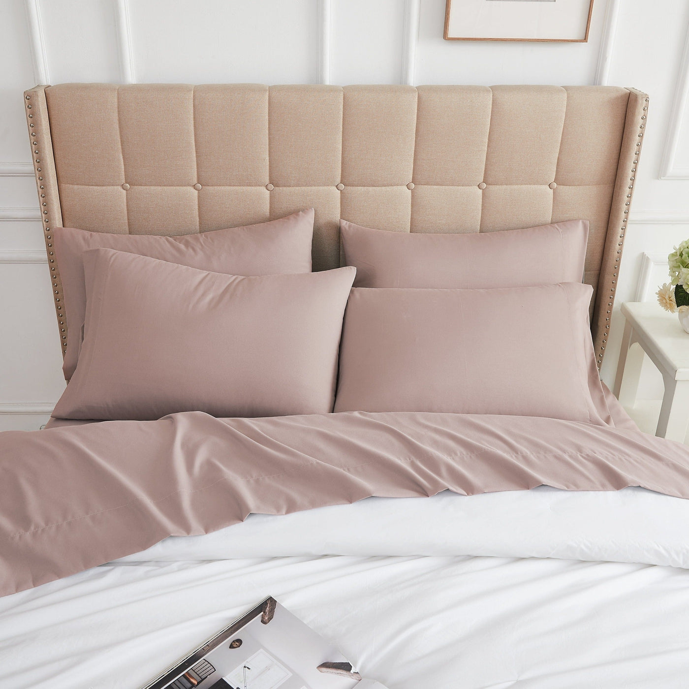 Top View of Everyday Essentials 6-Piece Sheet Set in Muted Mauve#color_muted-mauve