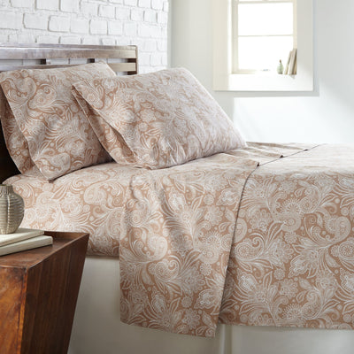 Side View of Perfect Paisley Pillow Cases in Taupe#color_perfect-paisley-taupe-with-white