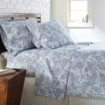 Side View of Perfect Paisley Pillow Cases in White and Blue#color_perfect-paisley-white-with-blue
