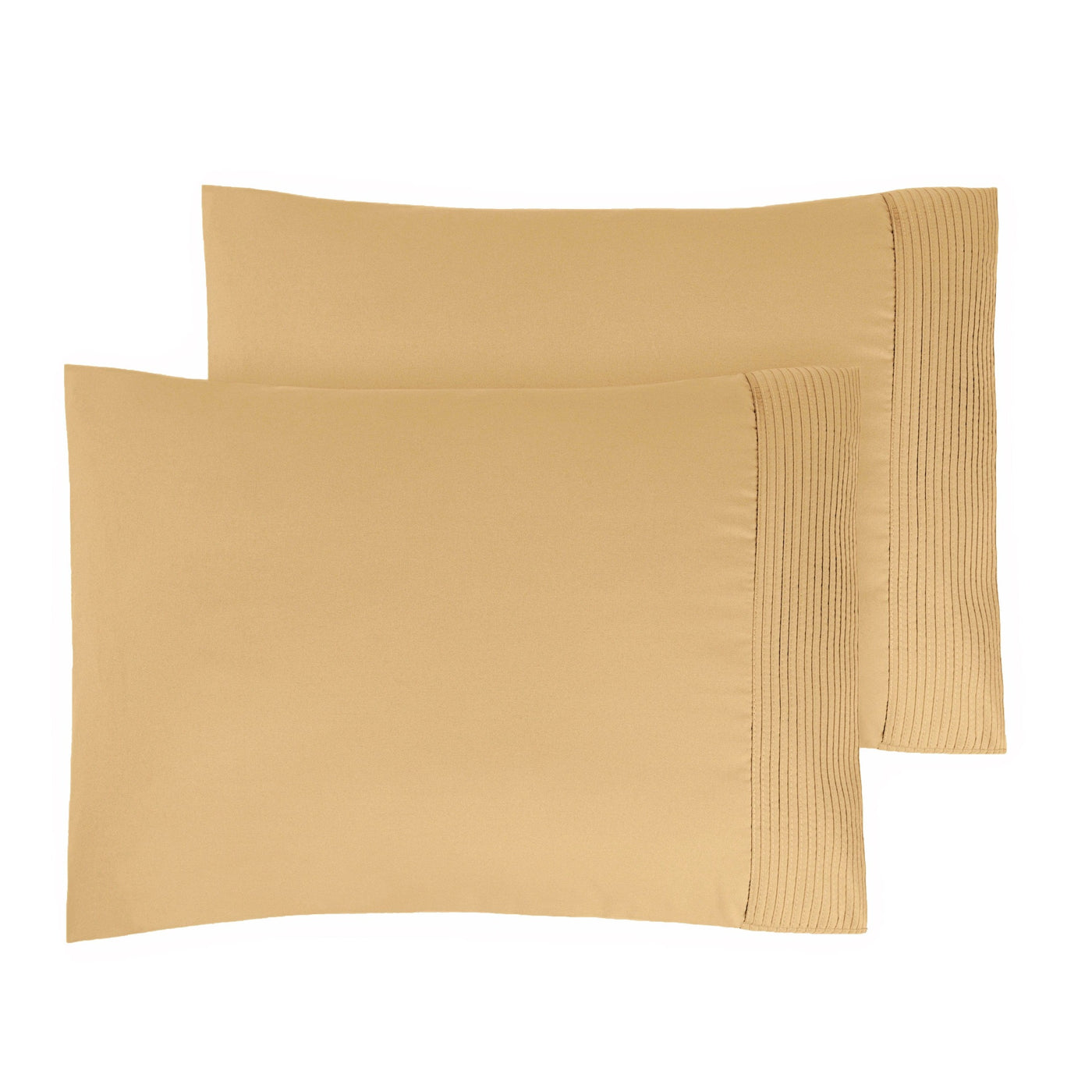 Top View of Vilano Pleated Pillow Cases in Gold#color_vilano-gold