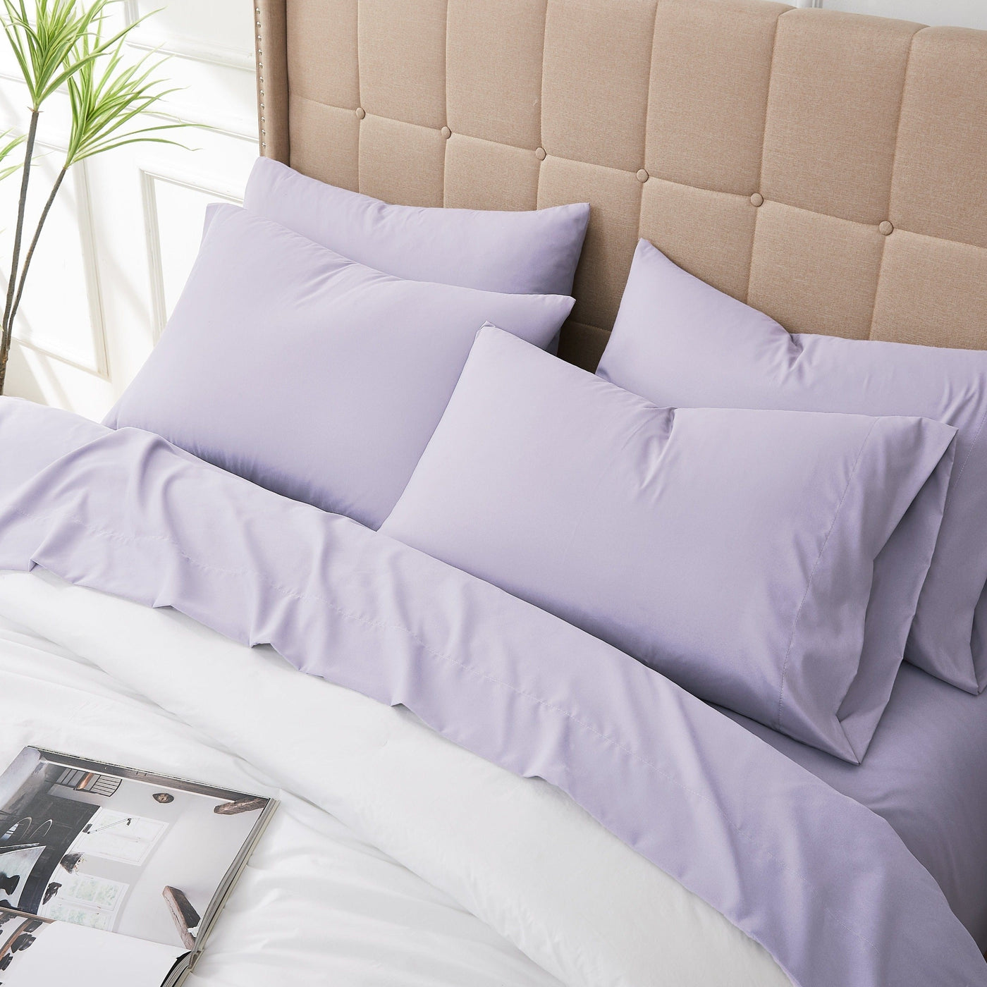 Close Up View of Everyday Essentials Pillow Case in Lilac#color_evening-haze