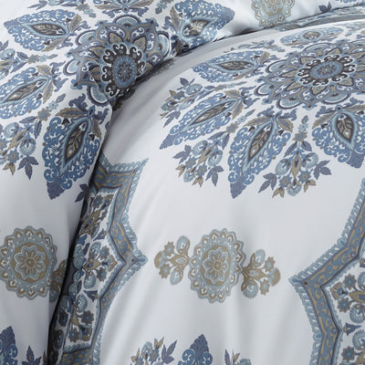 Details and Print Pattern of Infinity Duvet Cover Set in Blue#color_infinity-blue