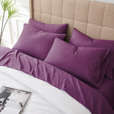 Close Up View of Everyday Essentials Pillow Case in Purple#color_purple