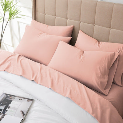 Close Up View of Everyday Essentials Pillow Case in Peach#color_peach