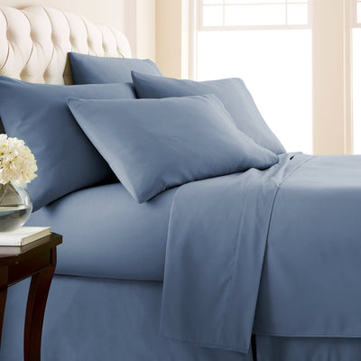 Side View of Everyday Essentials 6-Piece Sheet Set in Steel Blue#color_steel-blue