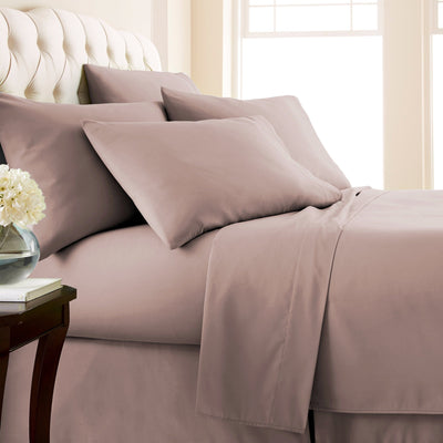 Side View of Everyday Essentials 6-Piece Sheet Set in Muted Mauve#color_muted-mauve