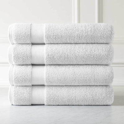 4 Piece of Super-Plush Bath Towel in White Stack Together#color_medium-weight-classic-towel-white