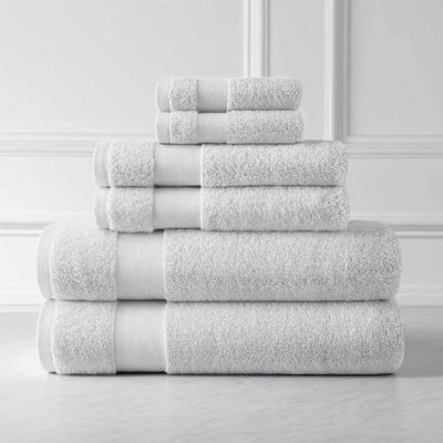 6 Piece of Super-Plush Bath Towel, Hand Towels and Wash Cloth in White#color_medium-weight-classic-towel-white