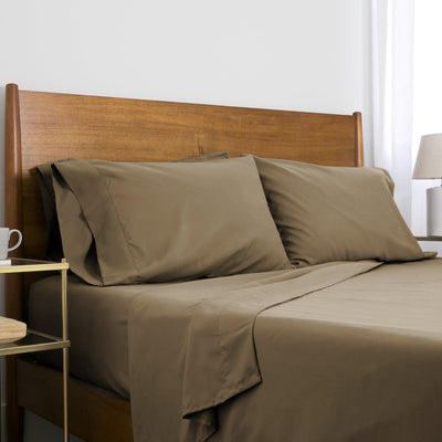 Side View of Everyday Essentials 6-Piece Sheet Set in Dark Taupe#color_dark-taupe