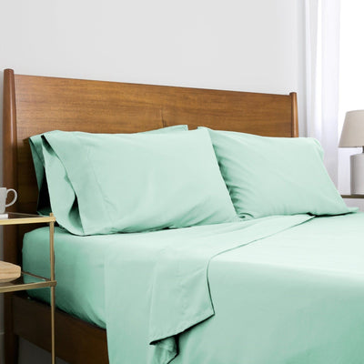 Side View of Everyday Essentials 6-Piece Sheet Set in Light Green#color_light-green