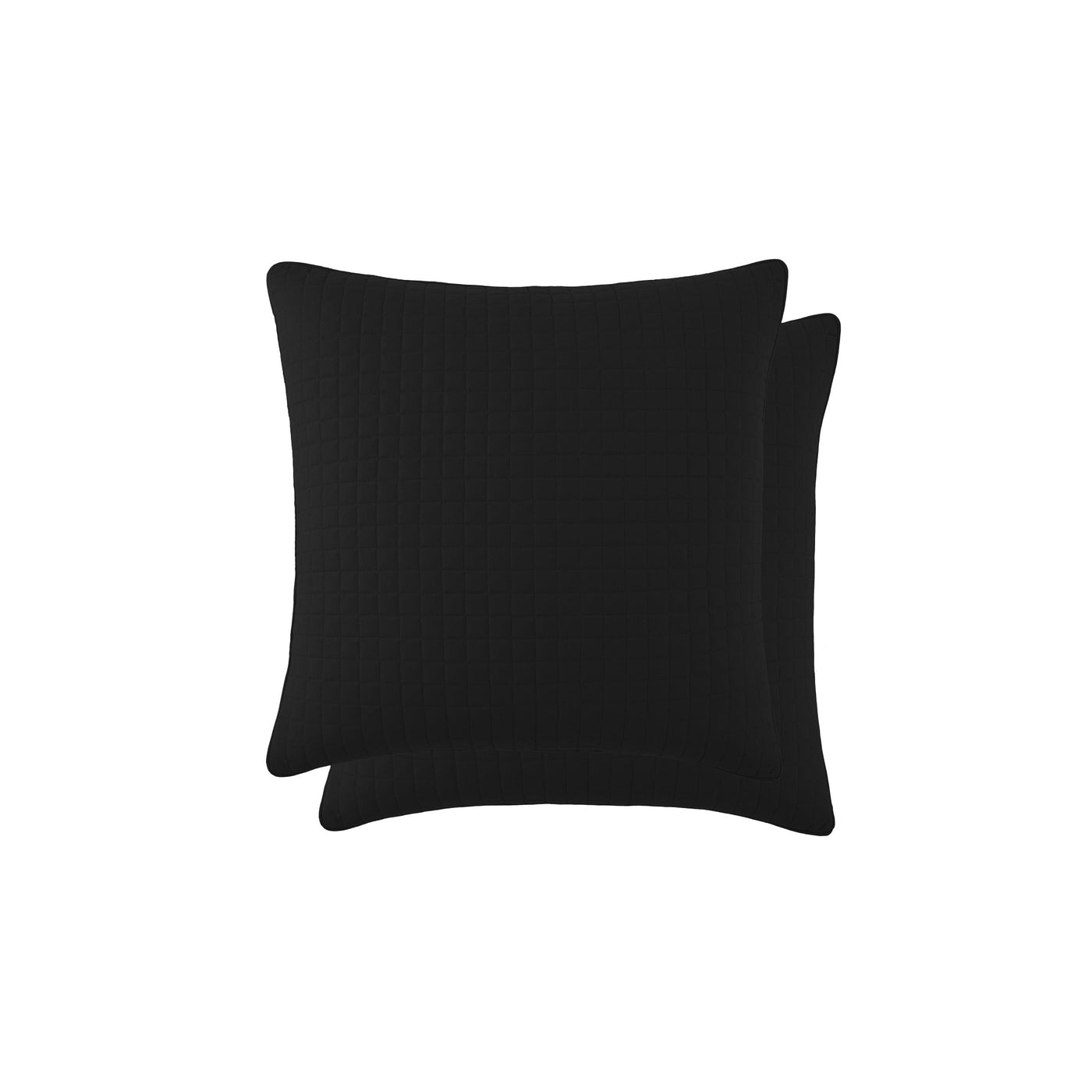 Top View of Vilano Quilted Sham and Pillow Covers in Black#color_vilano-black