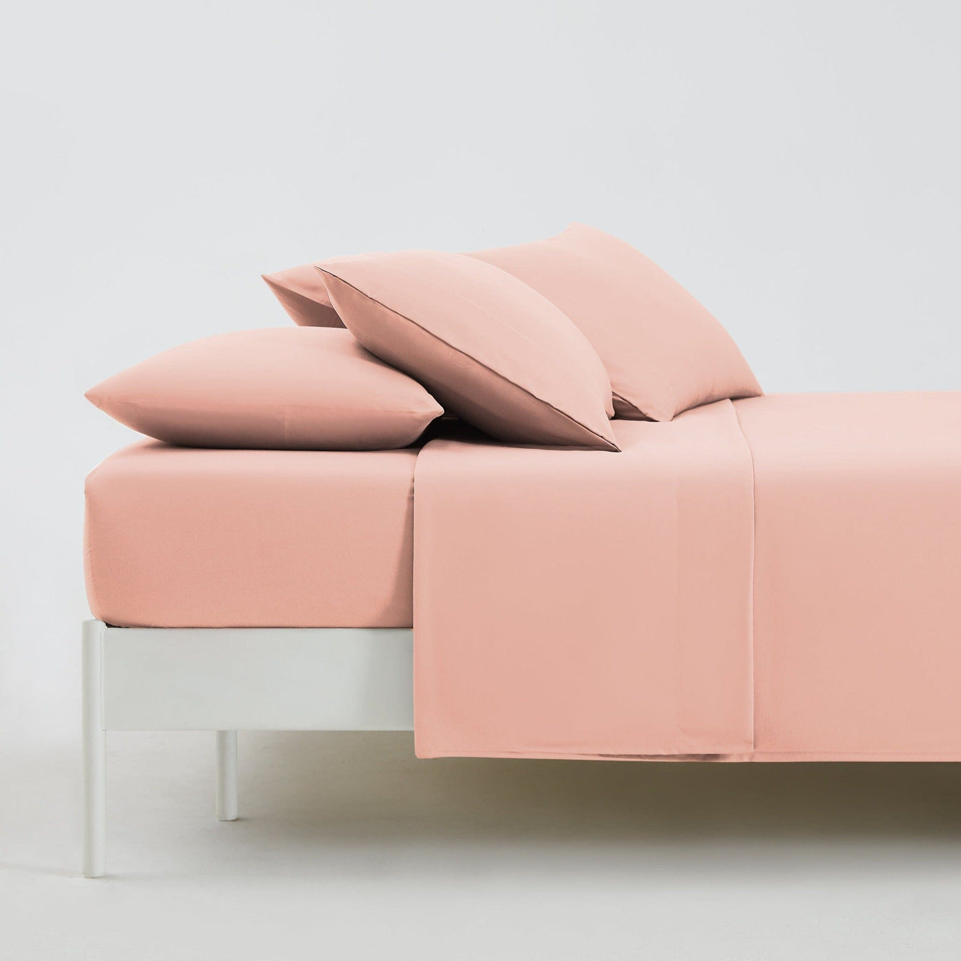 Side View of Everyday Essentials 6-Piece Sheet Set in Peach#color_peach