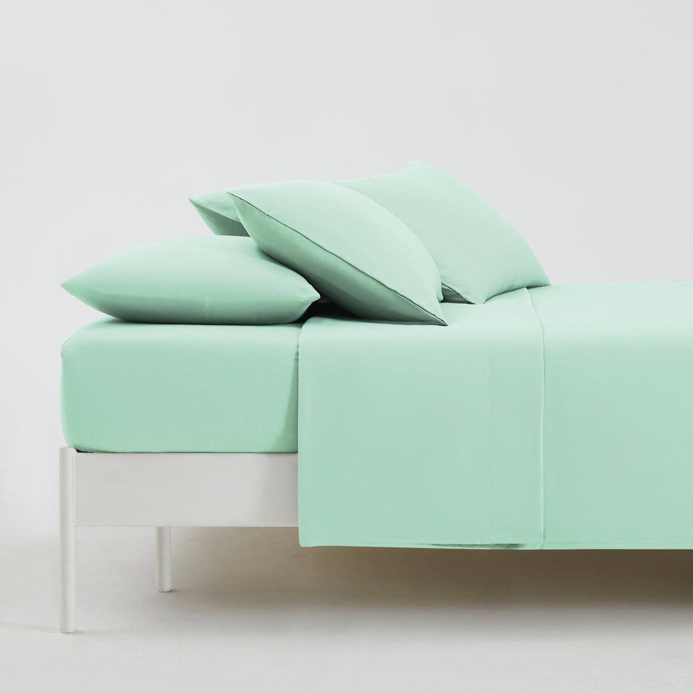 Side View of Everyday Essentials 6-Piece Sheet Set in Light Green#color_light-green