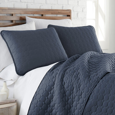 Close Up View of Southshore Essentials Quilt Pillow Shams in Navy Blue#color_navy-blue