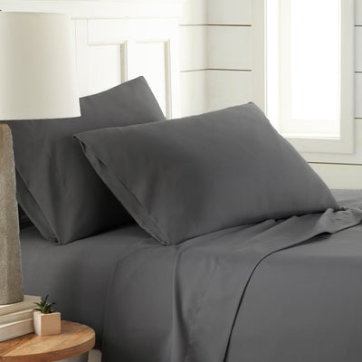 Side View of Southshore Essentials 4-Piece Sheet Set in Slate#color_slate