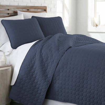 Side View of Southshore Essentials Quilt Set in Navy Blue#color_navy-blue