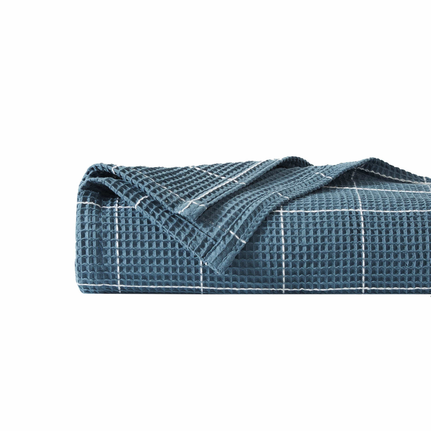Details of Check Cotton Blanket and Throw in white#color_steel-blue-with-white-check