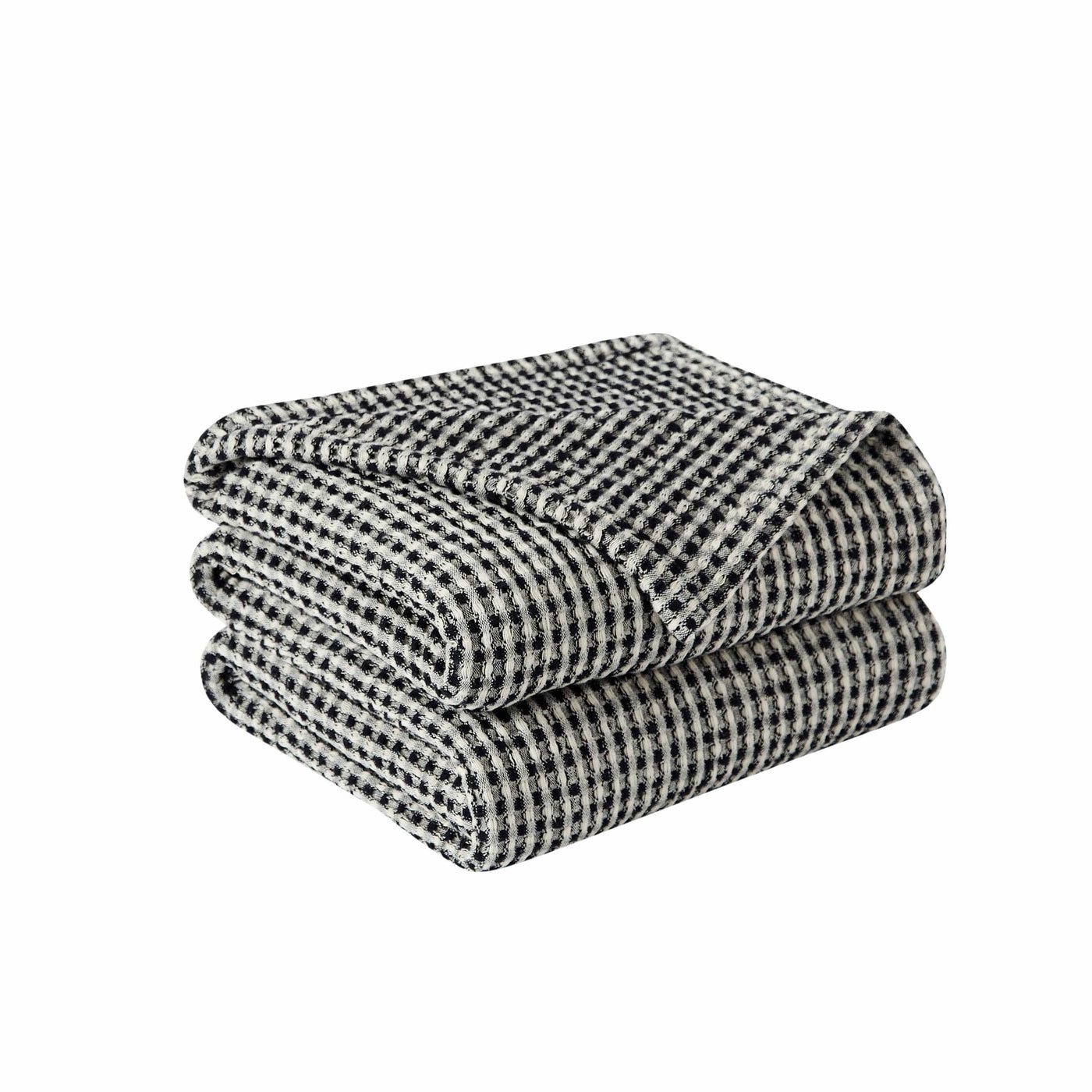 Details of Tama Cotton Blanket and Throw in black#color_tama-black