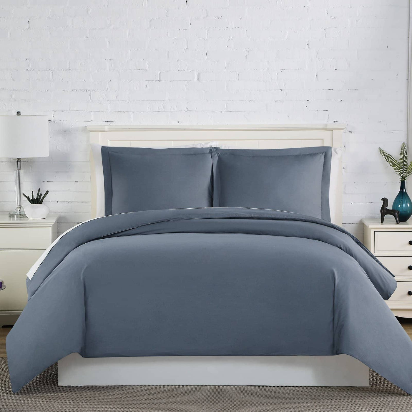 Percale Duvet Cover in Steel Blue#color_percale-steel-blue