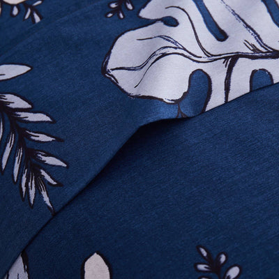 Flora Cotton Sheet Set in Blue#color_flora-blue