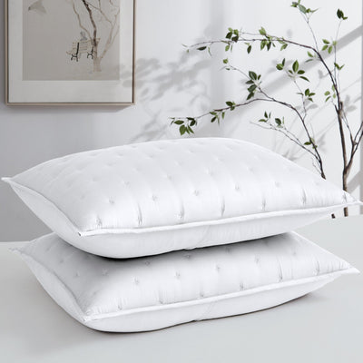 Luxurious Bamboo Viscose Quilted Sham in White stack together#color_bamboo-white