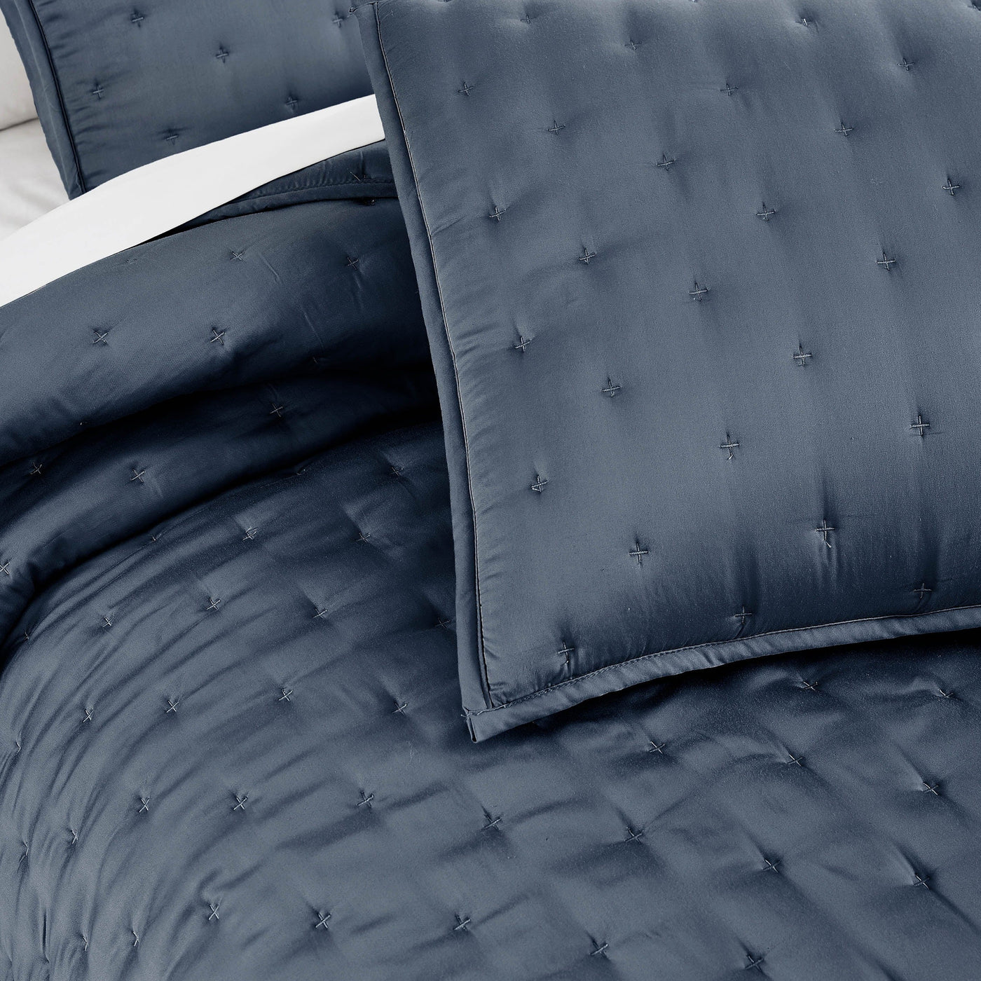 Details of Luxurious Bamboo Viscose Quilted Sham in Steel Blue#color_bamboo-steel-blue