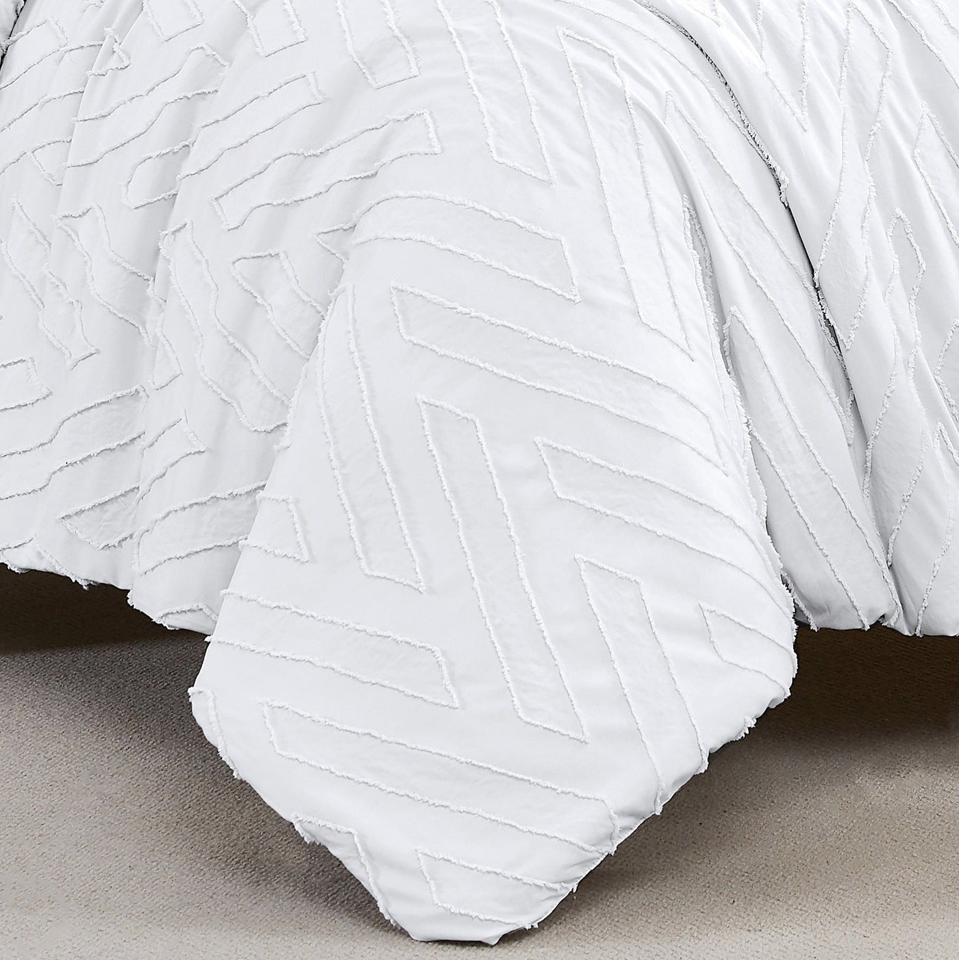 Showing Oversized Image of Chevron Clipped Jacquard Comforter Set in White#color_white-clipped-jacquard