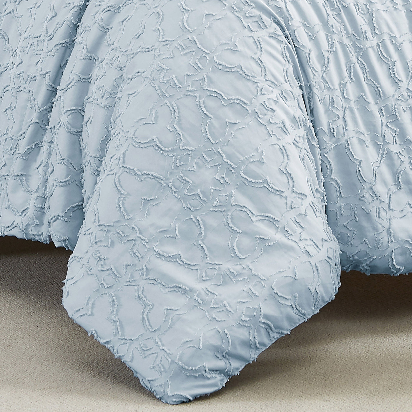 Showing Oversized Image of Marrakech Clipped Jacquard Comforter Set in Blue#color_blue-clipped-jacquard
