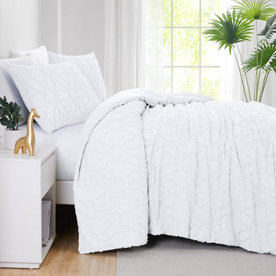 Side View of Marrakech Clipped Jacquard Comforter Set in White#color_white-clipped-jacquard