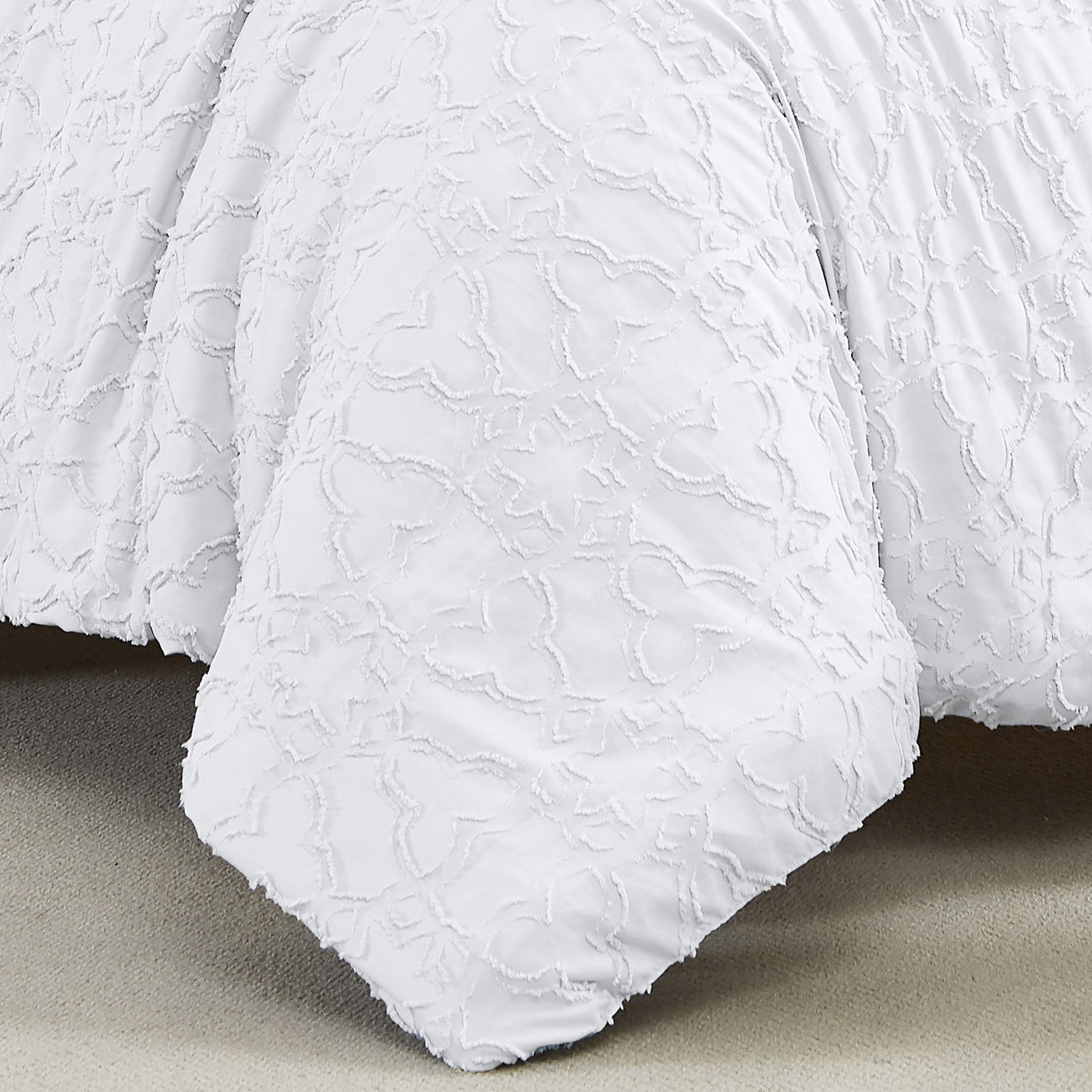 Showing Oversized Image of Marrakech Clipped Jacquard Comforter Set in White#color_white-clipped-jacquard
