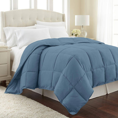 Side View of Vilano Down Alternative Comforter in Coronet Blue#color_vilano-coronet-blue