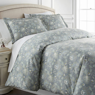 Infinite Blossom Reversible Duvet Cover Set in Steel Blue#color_all