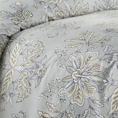 Details and Print Pattern of Vintage Garden Duvet Cover Set in Sandy Grey#color_vintage-sandy-grey
