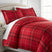 Side View of Vilano Plaid Duvet Cover Set in Red#color_plaid-red