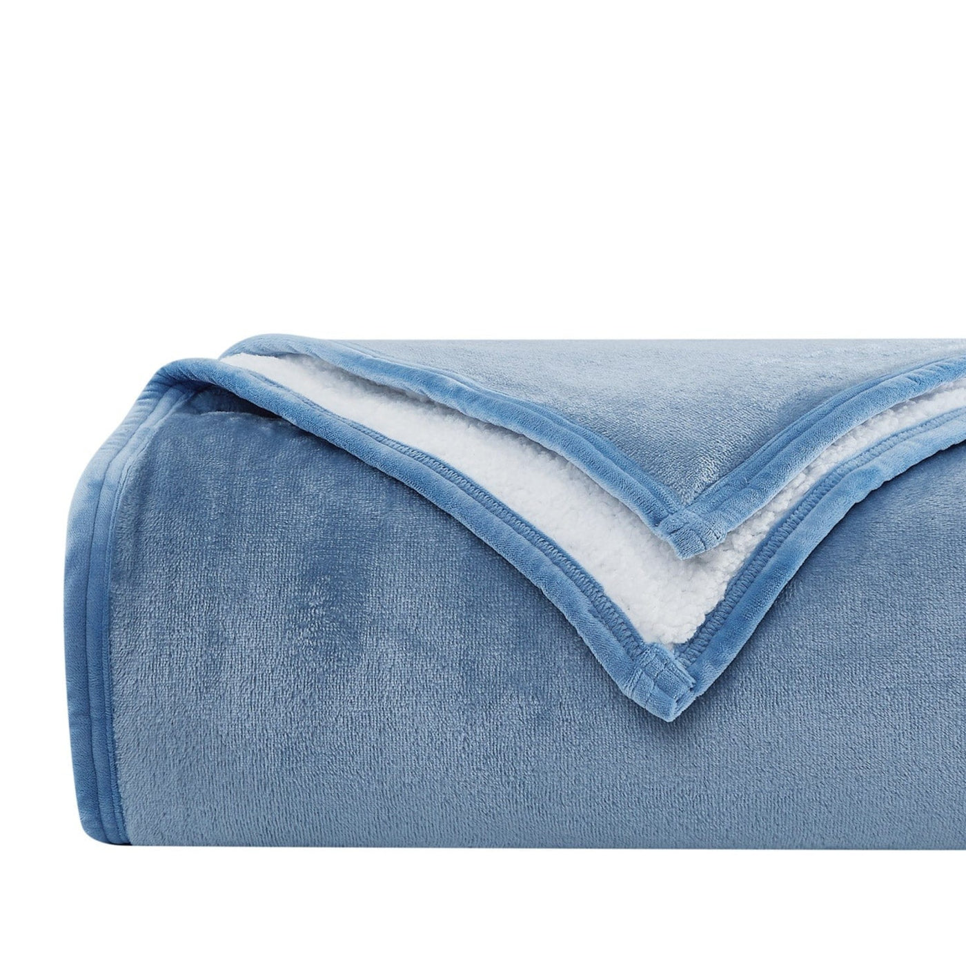 Rolled Sherpa-Fleece Oversized Reversible Blankets and Throws in Blue#color_microfleece-blue