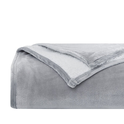 Rolled Sherpa-Fleece Oversized Reversible Blankets and Throws in Grey#color_microfleece-grey