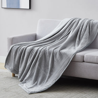 Side View of Sherpa-Fleece Oversized Reversible Blankets and Throws in Grey#color_microfleece-grey