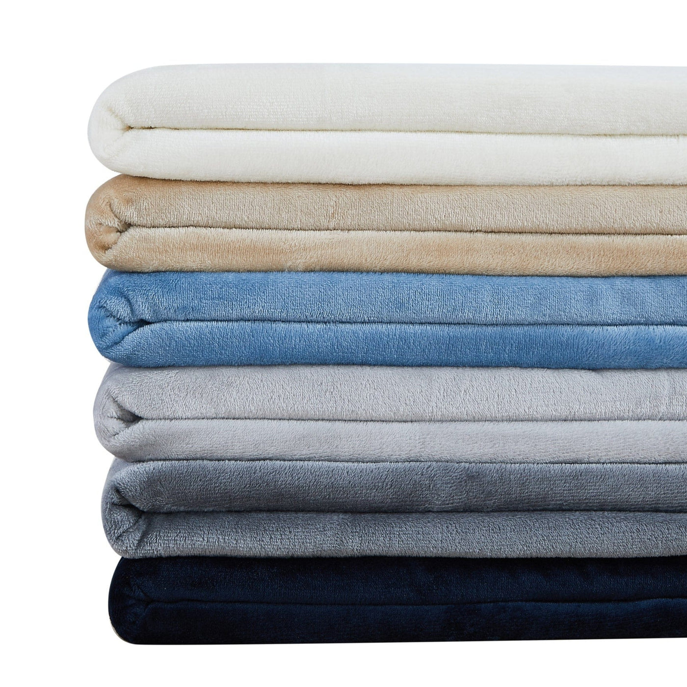 Sherpa-Fleece Oversized Reversible Blankets and Throws in All Colors Stack Together#color_microfleece-cream