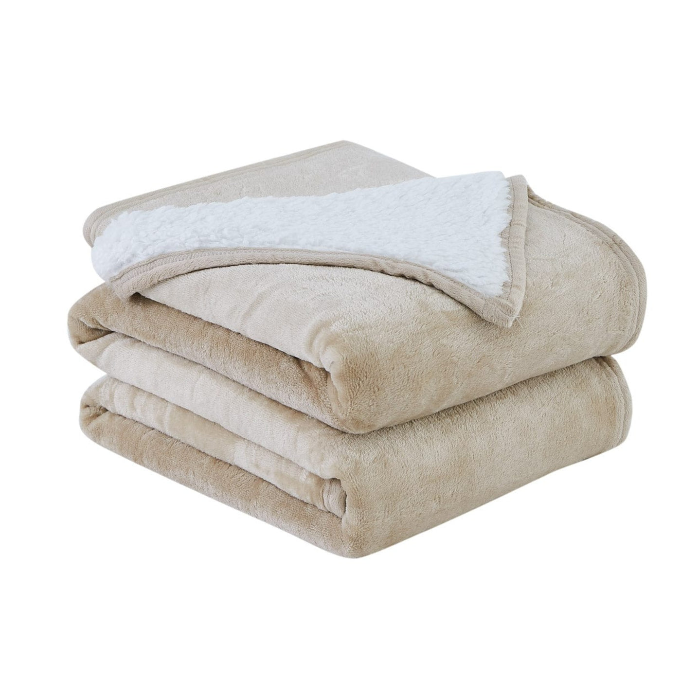 Rolled Sherpa-Fleece Oversized Reversible Blankets and Throws in Sand#color_microfleece-sand