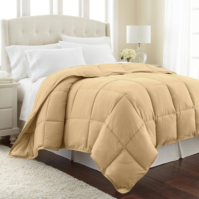 Side View of Vilano Down Alternative Comforter in Gold#color_vilano-gold